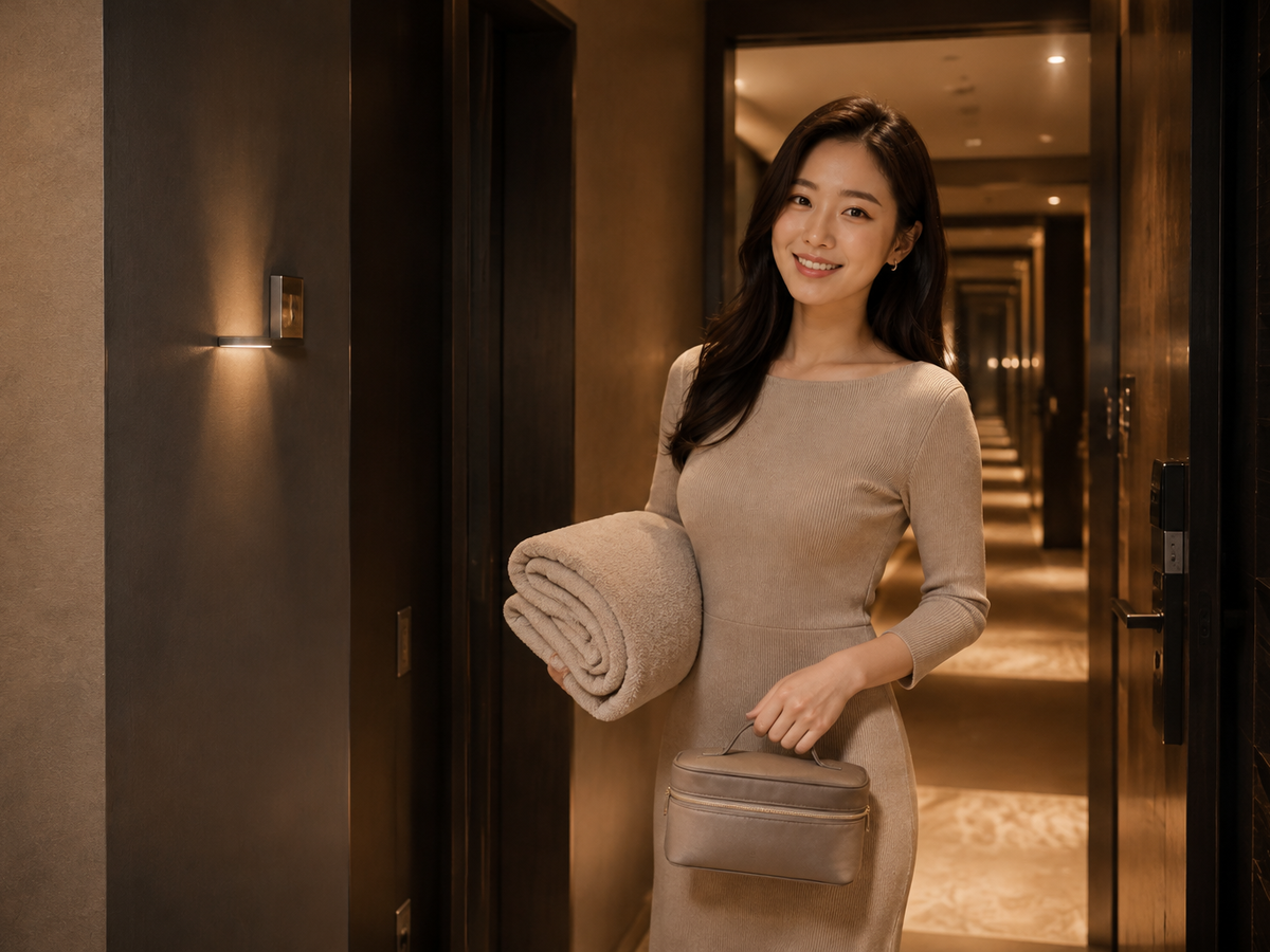 서울 망원동 방문 홈케어 일정을 준비하는 젊은 성인 한국 여성 관리사